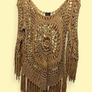 *SOLD* BOHO Crochet Cover-Up with Fringe